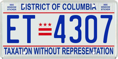 DC license plate ET4307