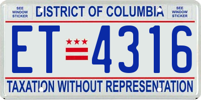 DC license plate ET4316