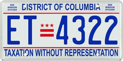 DC license plate ET4322