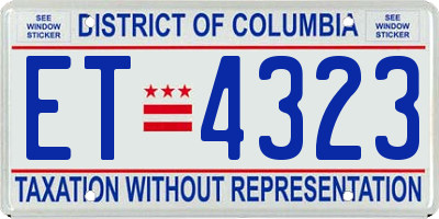 DC license plate ET4323