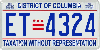 DC license plate ET4324