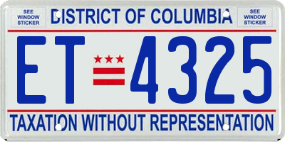 DC license plate ET4325