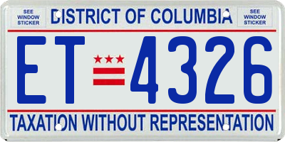 DC license plate ET4326