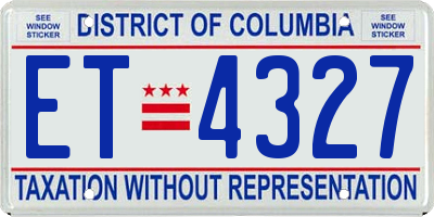 DC license plate ET4327