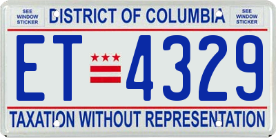DC license plate ET4329