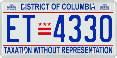 DC license plate ET4330