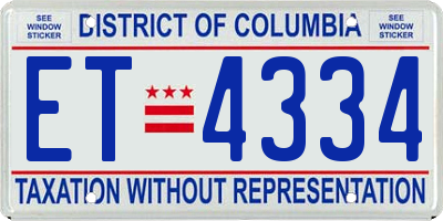 DC license plate ET4334