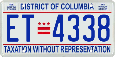 DC license plate ET4338