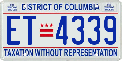 DC license plate ET4339