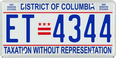 DC license plate ET4344