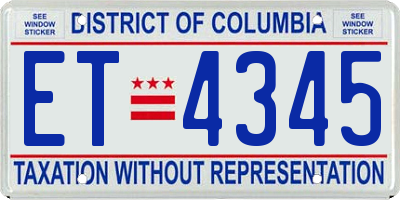 DC license plate ET4345