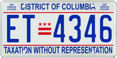 DC license plate ET4346
