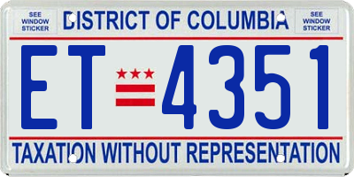 DC license plate ET4351