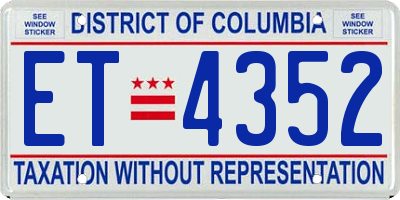 DC license plate ET4352