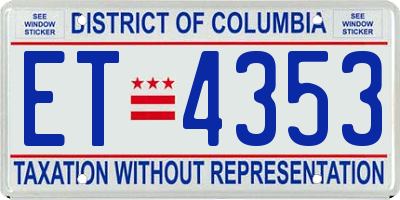 DC license plate ET4353
