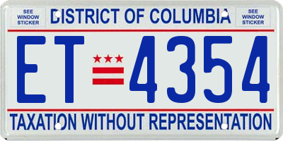 DC license plate ET4354