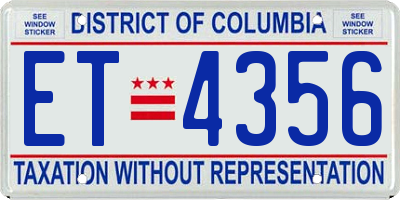 DC license plate ET4356