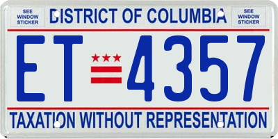 DC license plate ET4357