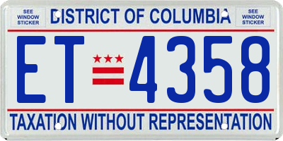 DC license plate ET4358