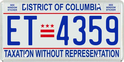 DC license plate ET4359