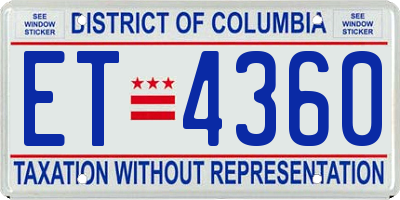 DC license plate ET4360