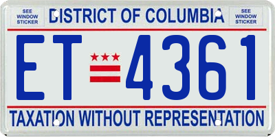 DC license plate ET4361