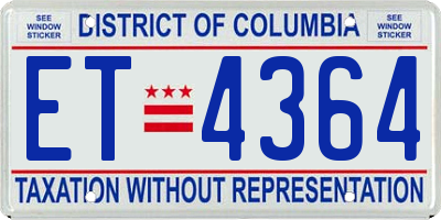 DC license plate ET4364
