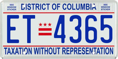 DC license plate ET4365