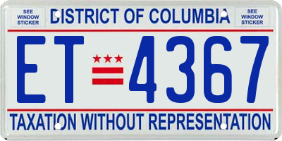 DC license plate ET4367