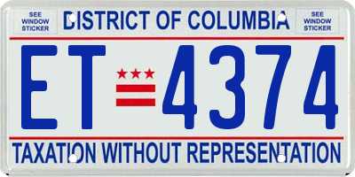 DC license plate ET4374