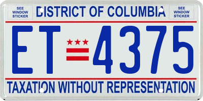 DC license plate ET4375