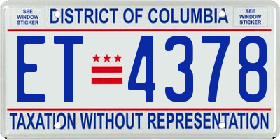 DC license plate ET4378
