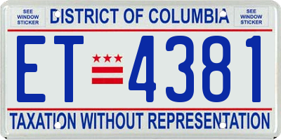 DC license plate ET4381