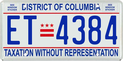 DC license plate ET4384