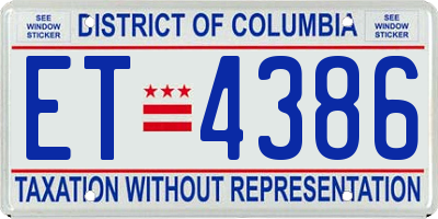 DC license plate ET4386