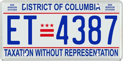 DC license plate ET4387