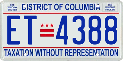 DC license plate ET4388