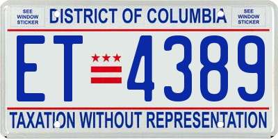 DC license plate ET4389