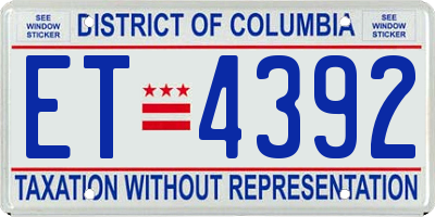 DC license plate ET4392
