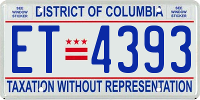 DC license plate ET4393