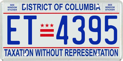DC license plate ET4395