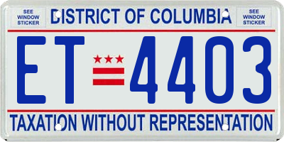 DC license plate ET4403