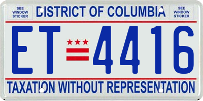 DC license plate ET4416