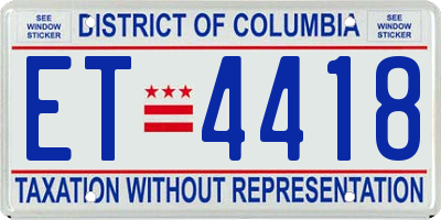 DC license plate ET4418