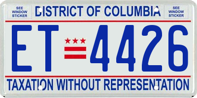 DC license plate ET4426