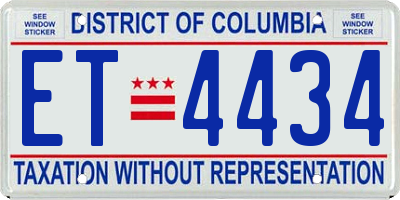 DC license plate ET4434