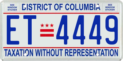 DC license plate ET4449
