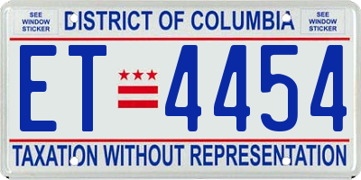 DC license plate ET4454