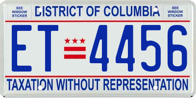 DC license plate ET4456