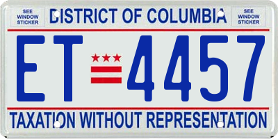DC license plate ET4457